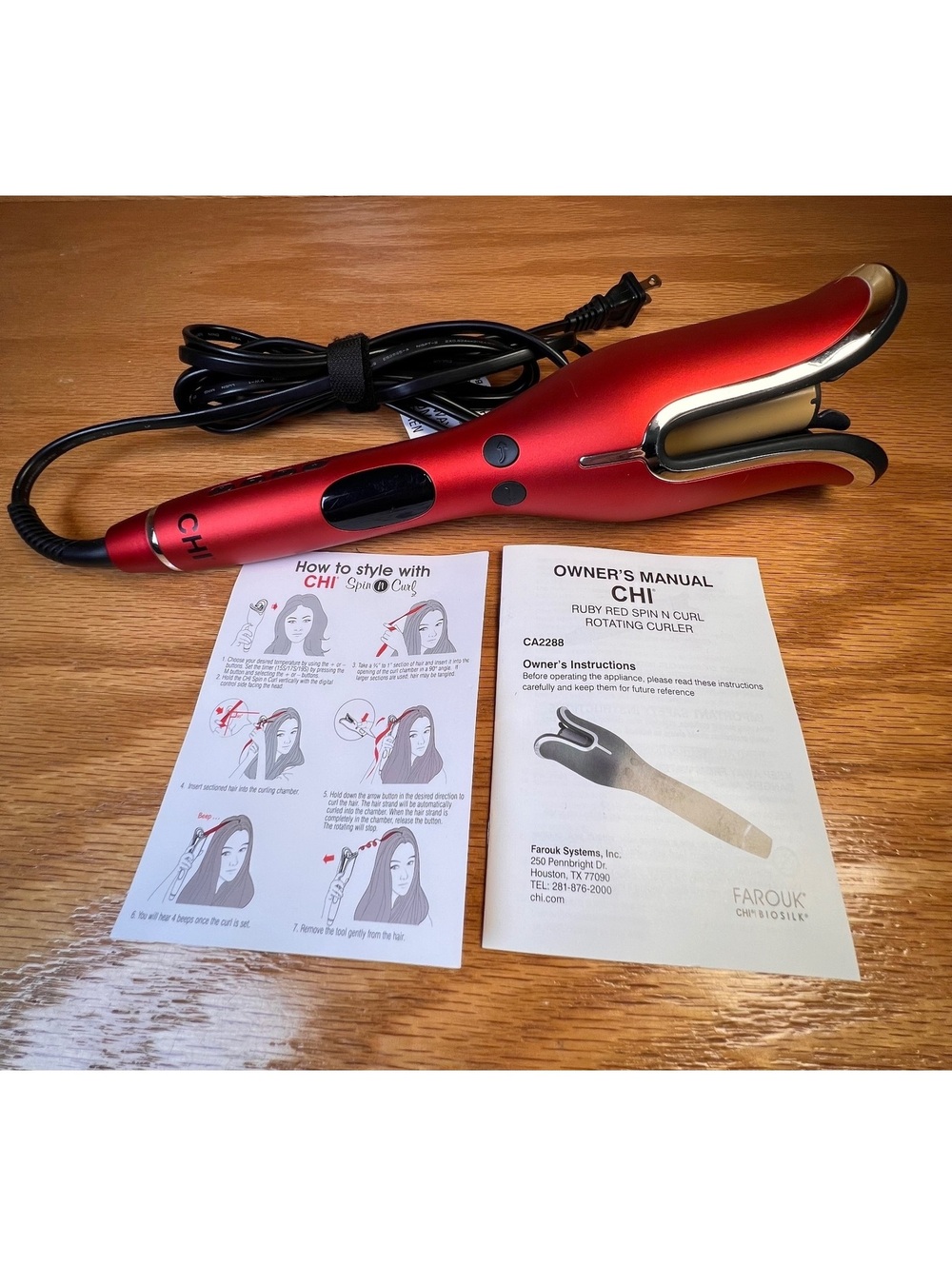 CHI Ruby Red Spin N Curl Rotating Curler